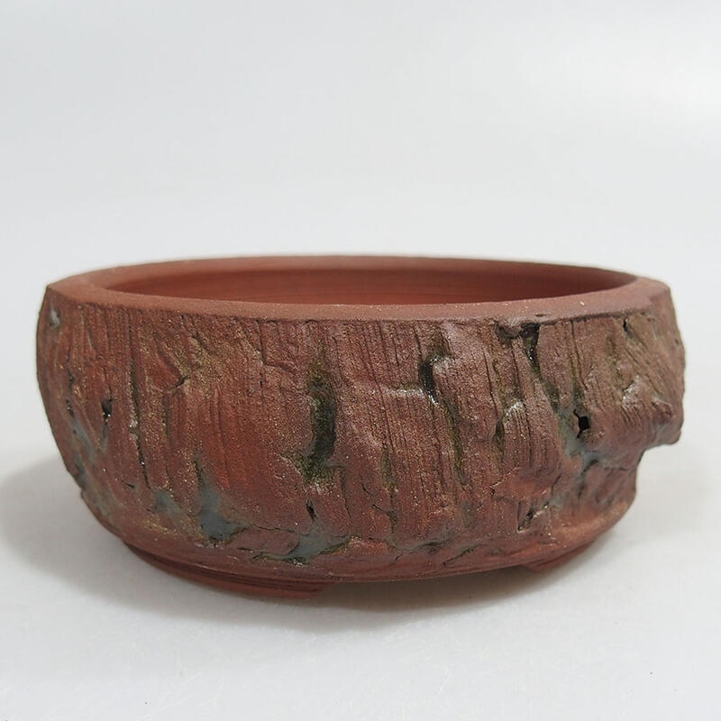 Ceramic bonsai bowl 10 x 10 x 4 cm, color green cracked