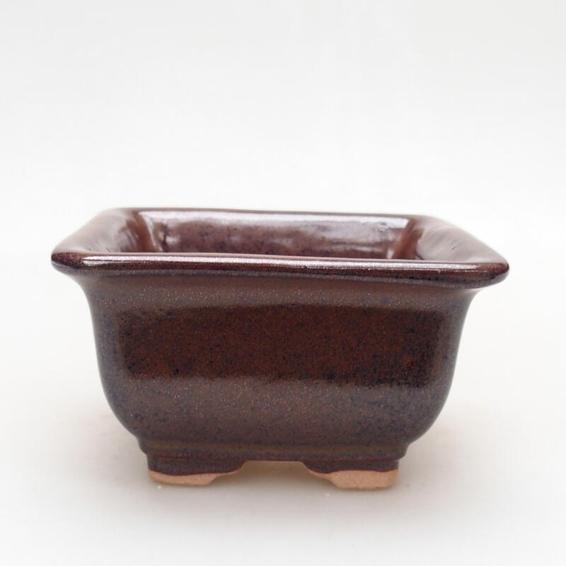 Ceramic bonsai bowl 10 x 10 x 6 cm, color brown