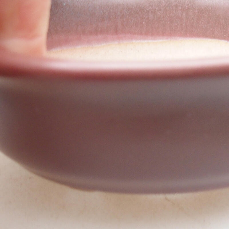 Ceramic bonsai bowl 10 x 8.5 x 4 cm, burgundy color