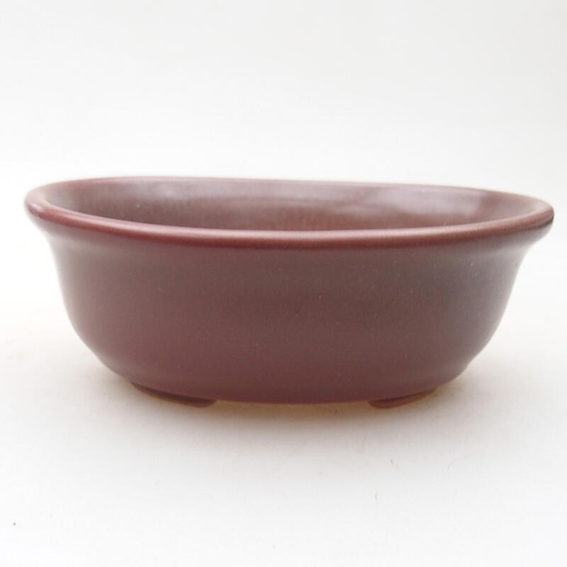 Ceramic bonsai bowl 10 x 8.5 x 4 cm, burgundy color