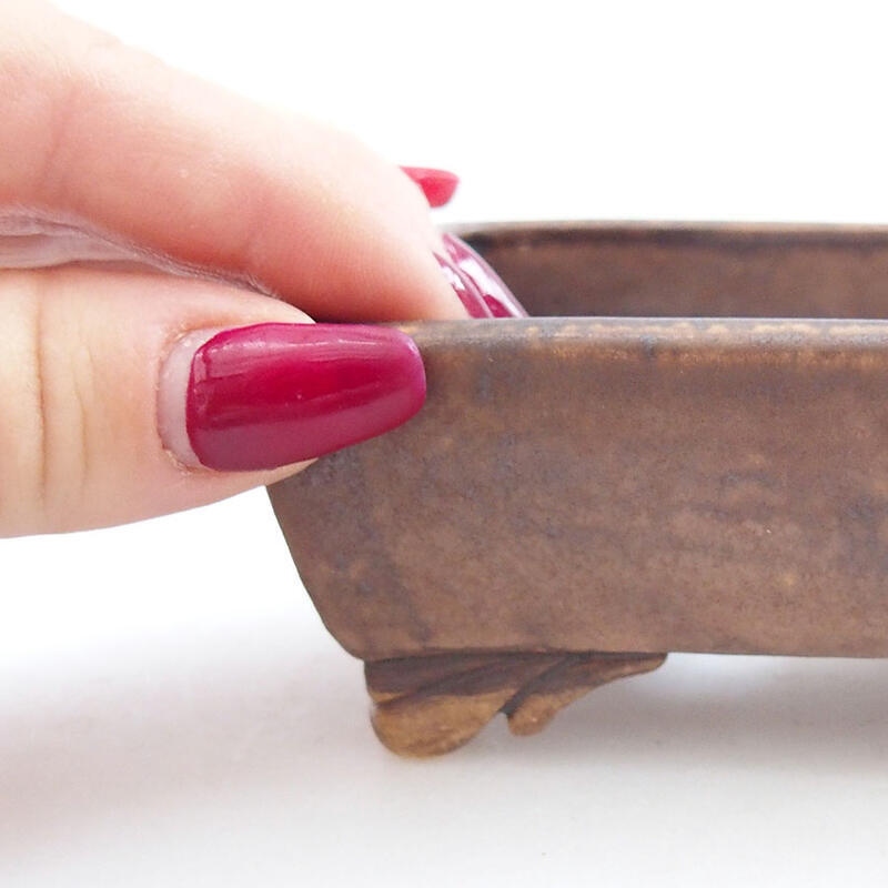 Ceramic bonsai bowl 10 x 8.5 x 4 cm, color brown