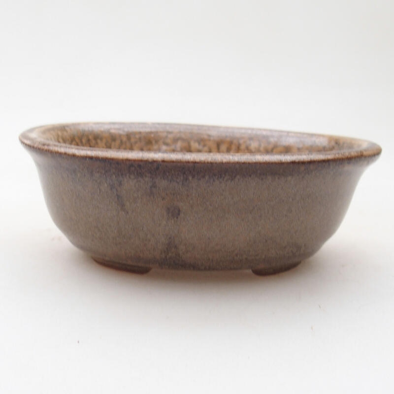 Ceramic bonsai bowl 10 x 8.5 x 4 cm, brown color