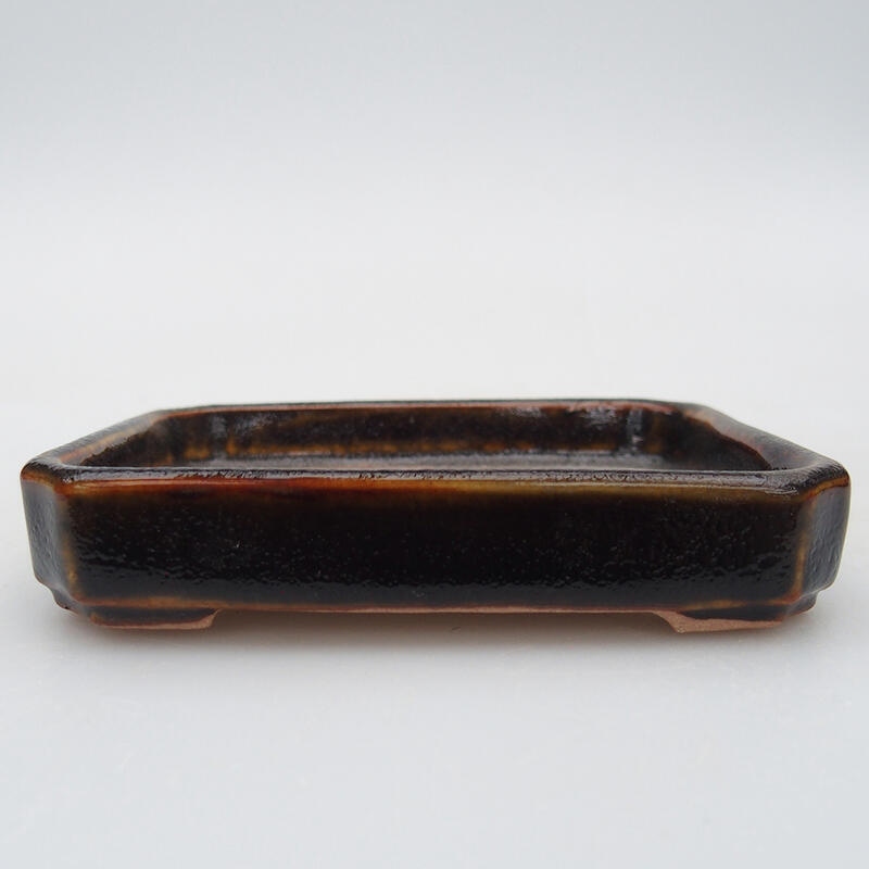 Ceramic bonsai bowl 10 x 8 x 2 cm, color black-brown