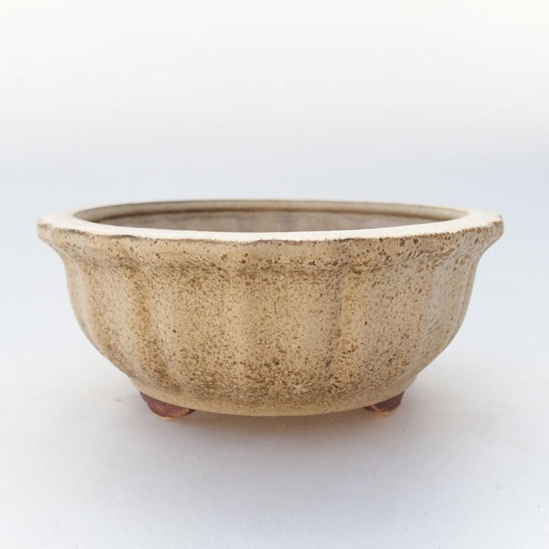 Ceramic bonsai bowl 11.5 x 11.5 x 5 cm, color beige