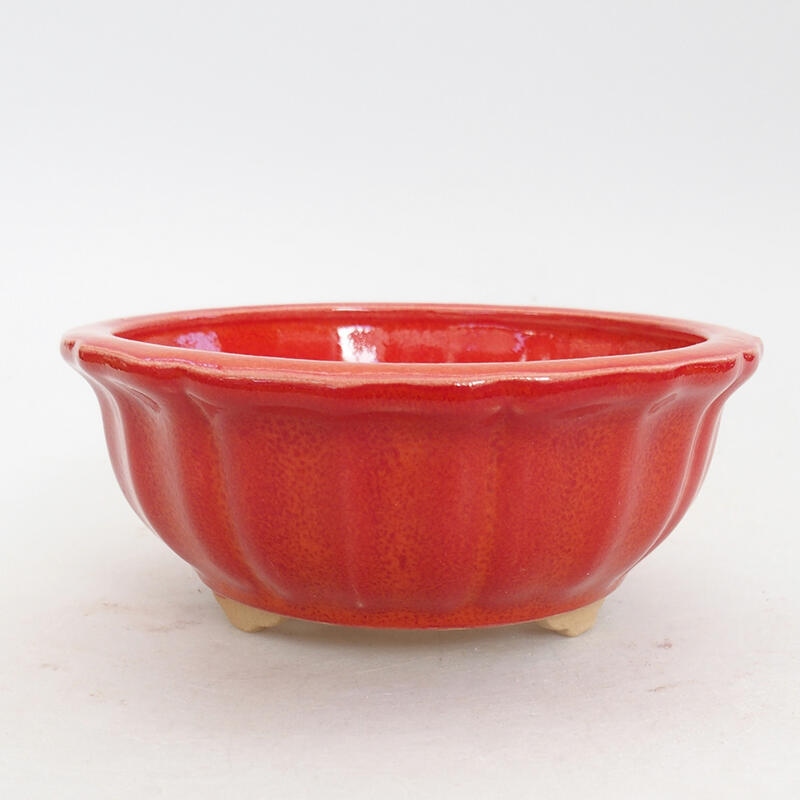 Ceramic bonsai bowl 11.5 x 11.5 x 5 cm, color red