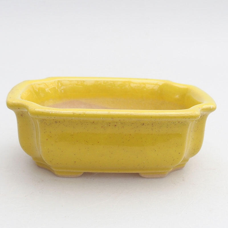 Ceramic bonsai bowl 11.5 x 8.5 x 4 cm, color yellow