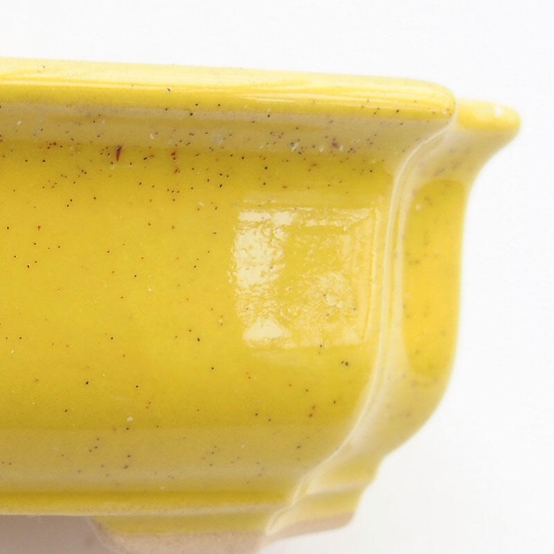 Ceramic bonsai bowl 11.5 x 8.5 x 4 cm, color yellow