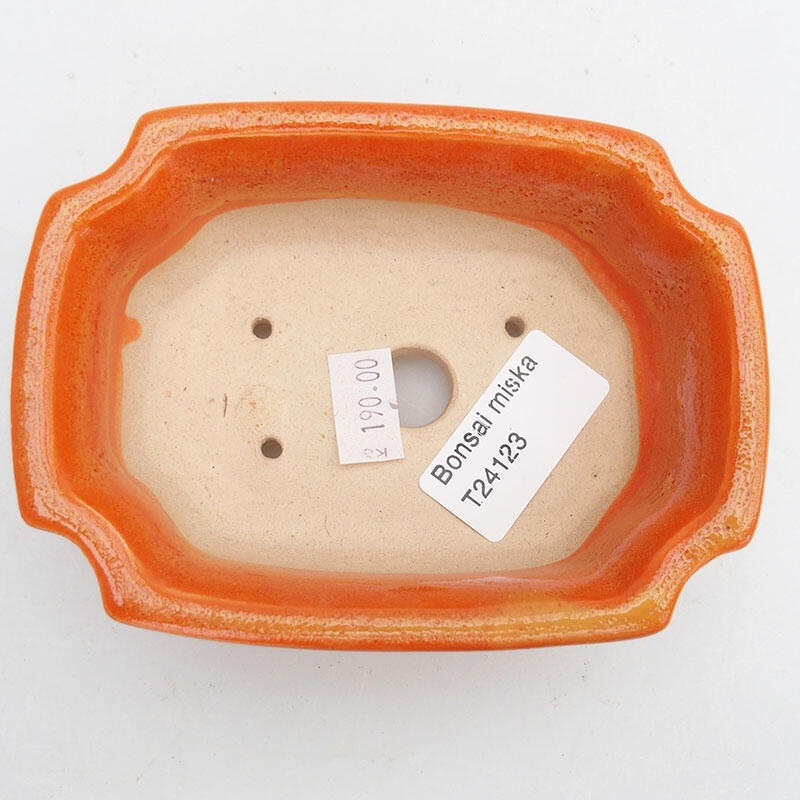 Ceramic bonsai bowl 11.5 x 8.5 x 4 cm, color yellow-orange