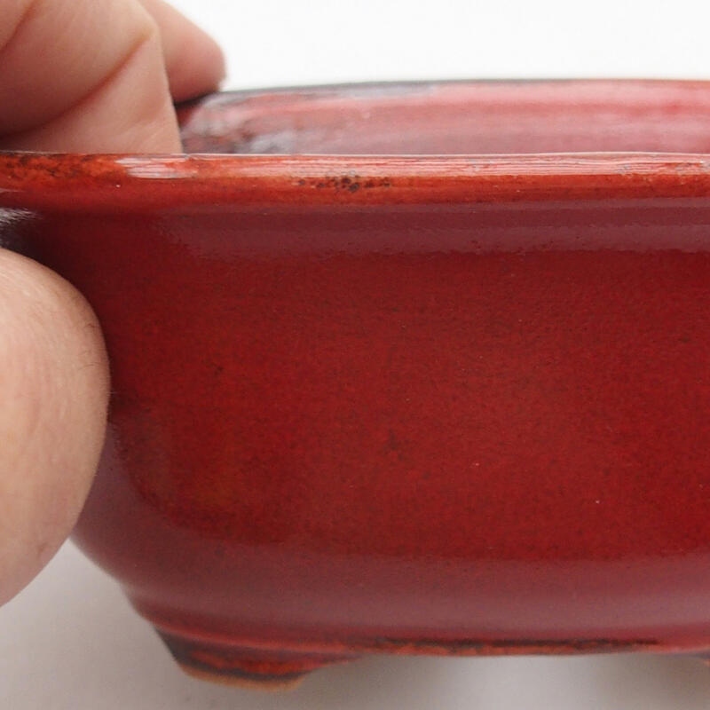 Ceramic bonsai bowl 11.5 x 8 x 5 cm, color red