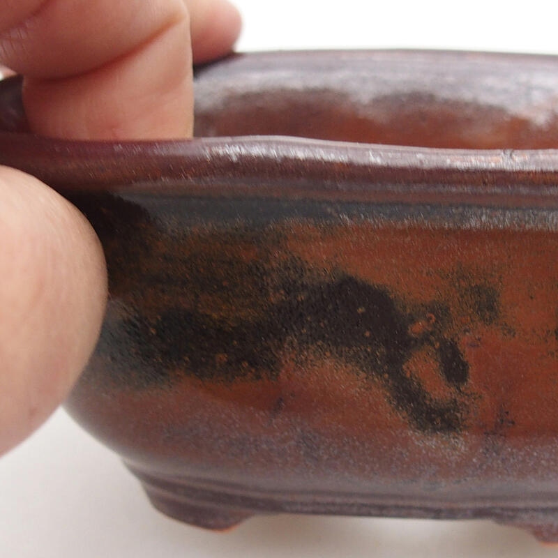 Ceramic bonsai bowl 11.5 x 8 x 5 cm, color brownish black