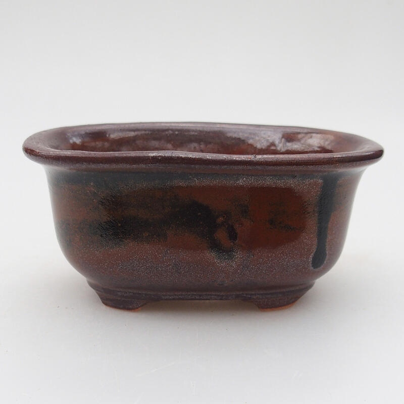 Ceramic bonsai bowl 11.5 x 8 x 5 cm, color brownish black