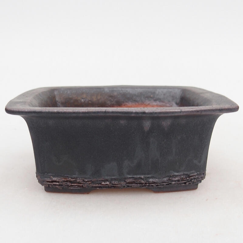 Ceramic bonsai bowl 11,5 x 9,5 x 4,5 cm, metal colour