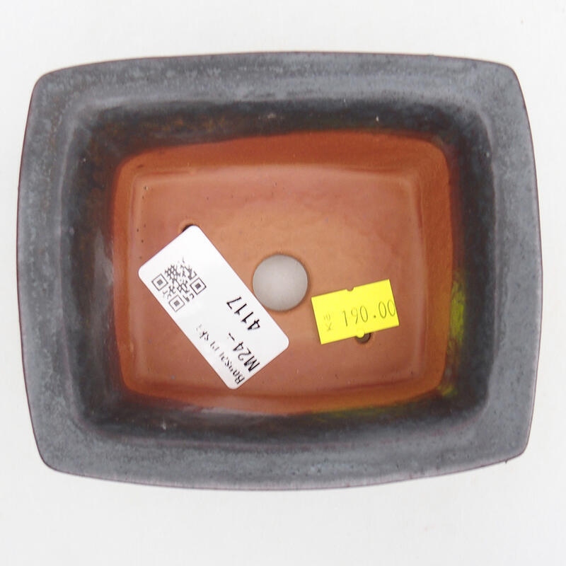 Ceramic bonsai bowl 11,5 x 9,5 x 4,5 cm, metal colour