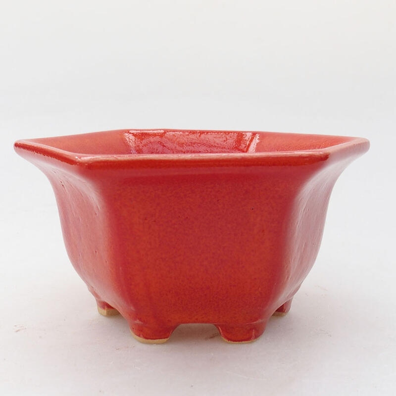 Ceramic bonsai bowl 11 x 10 x 5.5 cm, color red