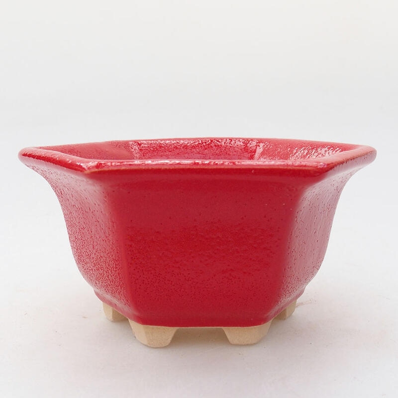 Ceramic bonsai bowl 11 x 10 x 5.5 cm, color red