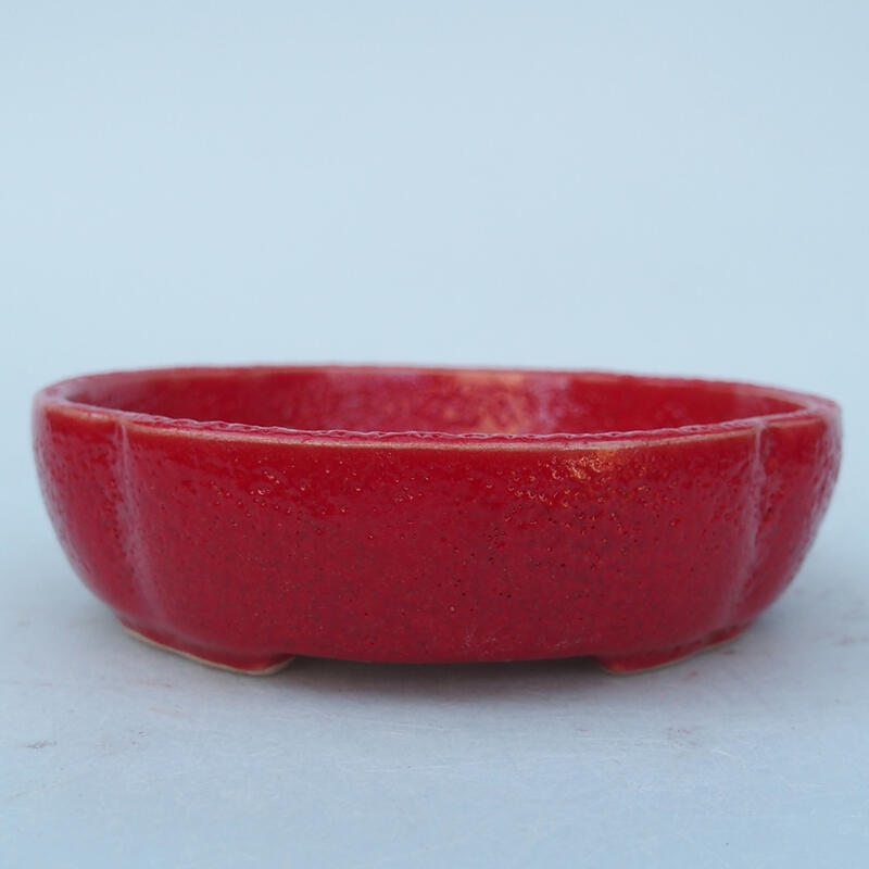 Ceramic bonsai bowl 11 x 11 x 2.5 cm, color red