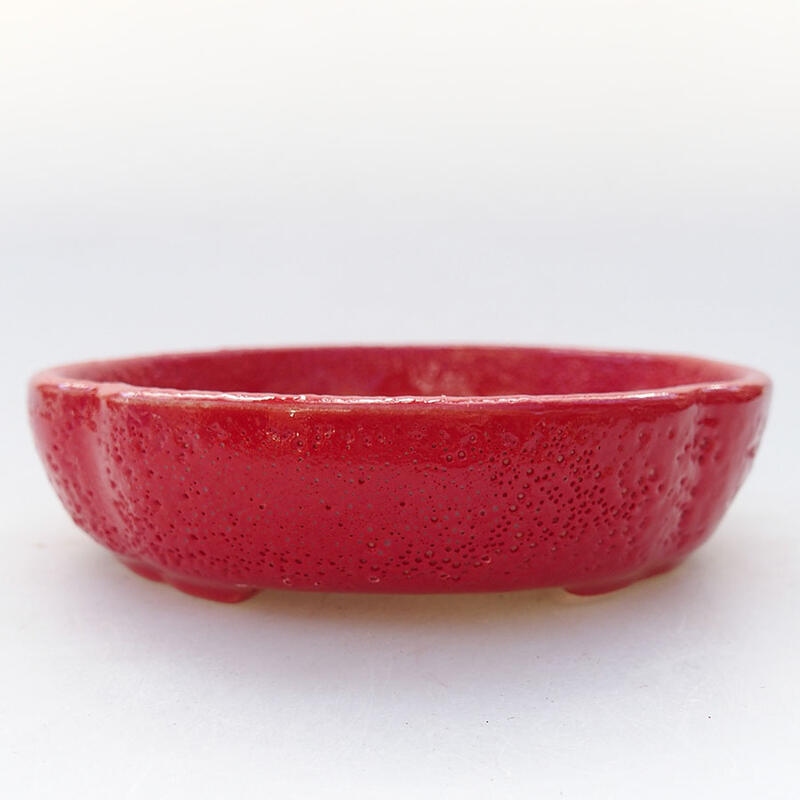 Ceramic bonsai bowl 11 x 11 x 3 cm, color red