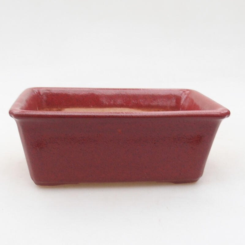 Ceramic bonsai bowl 11 x 7.5 x 4 cm, burgundy color