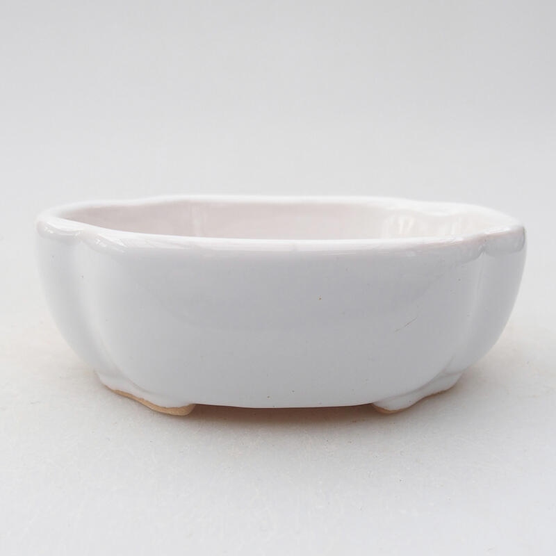 Ceramic bonsai bowl 11 x 8,5 x 3,5 cm, colour white