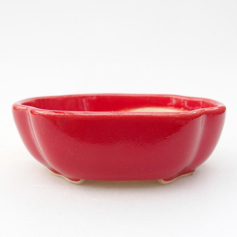 Ceramic bonsai bowl 11 x 8,5 x 3,5 cm, colour red