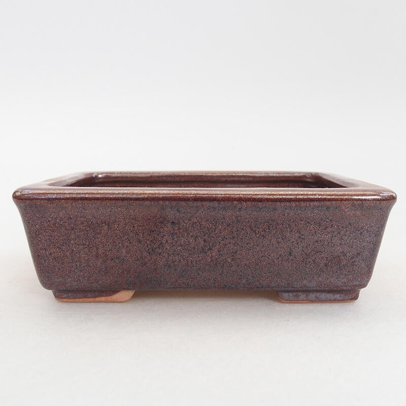 Ceramic bonsai bowl 11 x 8.5 x 3.5 cm, color brown