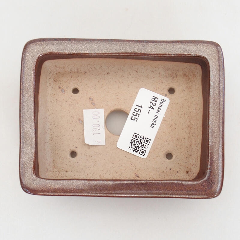 Ceramic bonsai bowl 11 x 8.5 x 3.5 cm, color brown