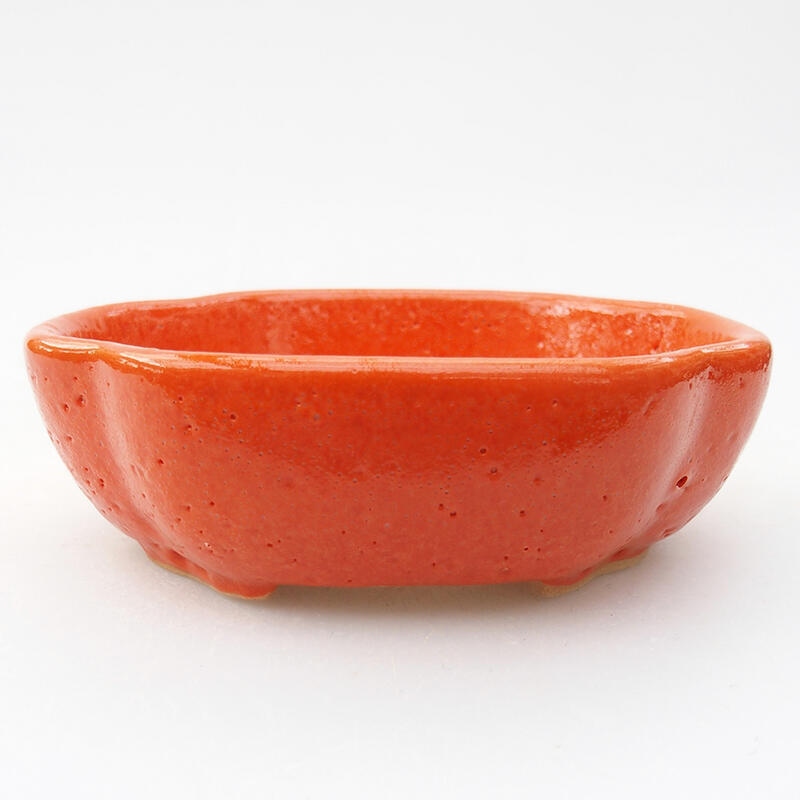 Ceramic bonsai bowl 11 x 8,5 x 3,5 cm, colour orange