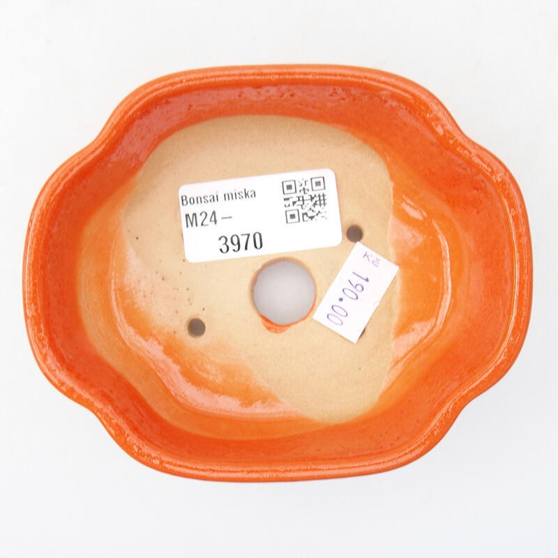 Ceramic bonsai bowl 11 x 8,5 x 3,5 cm, colour orange