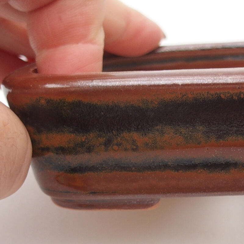 Ceramic bonsai bowl 11 x 8 x 3 cm, color brownish black