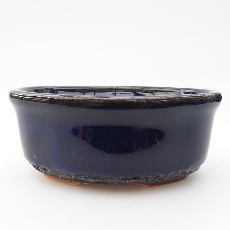 Ceramic bonsai bowl 11 x 8 x 4.5 cm, color blue