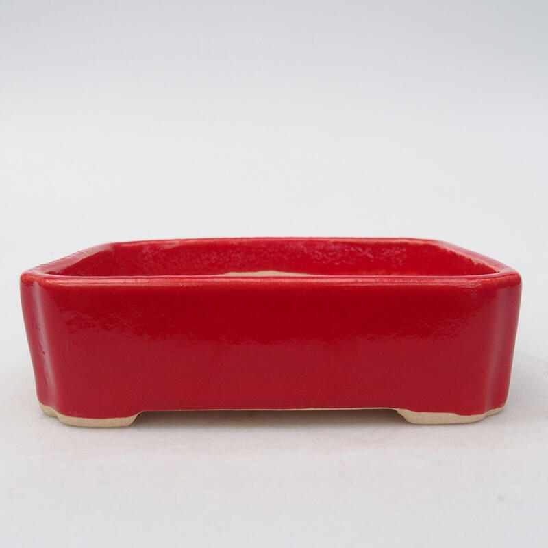 Ceramic bonsai bowl 11 x 9.5 x 3 cm, color red