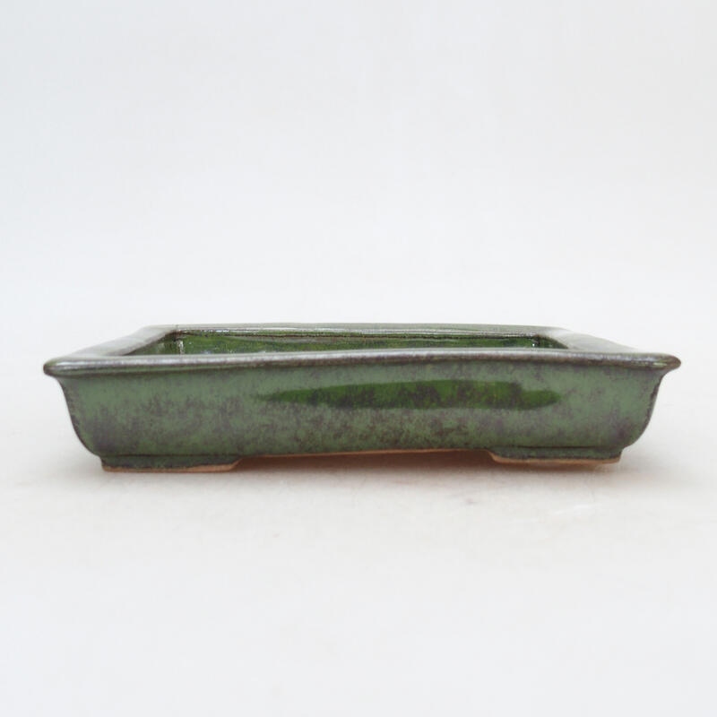 Ceramic bonsai bowl 12.5 x 10.5 x 2.5 cm, color green