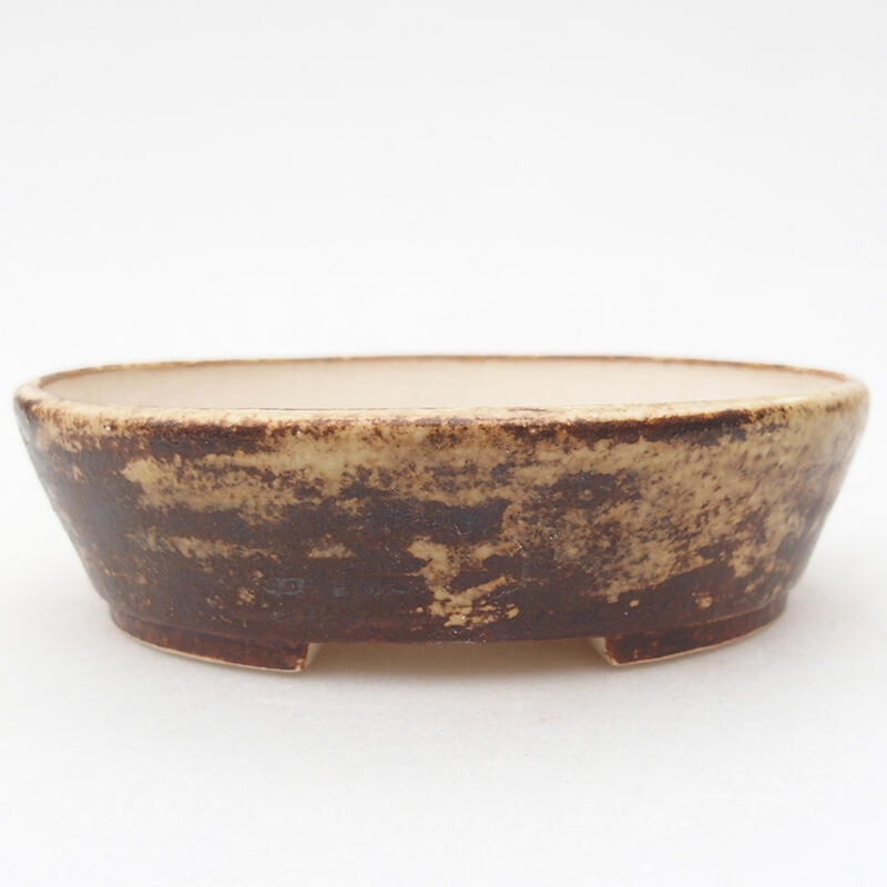 Ceramic bonsai bowl 12.5 x 10.5 x 3.5 cm, color brown