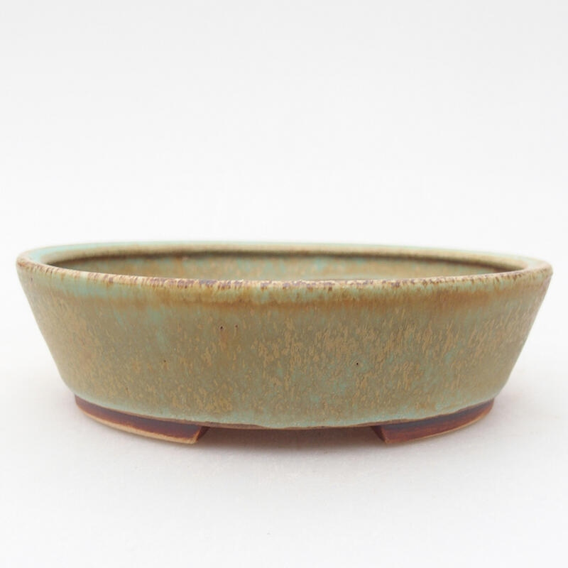 Ceramic bonsai bowl 12.5 x 10.5 x 3.5 cm, color green