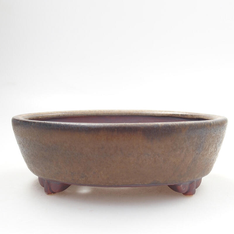 Ceramic bonsai bowl 12.5 x 10.5 x 4 cm, color brown