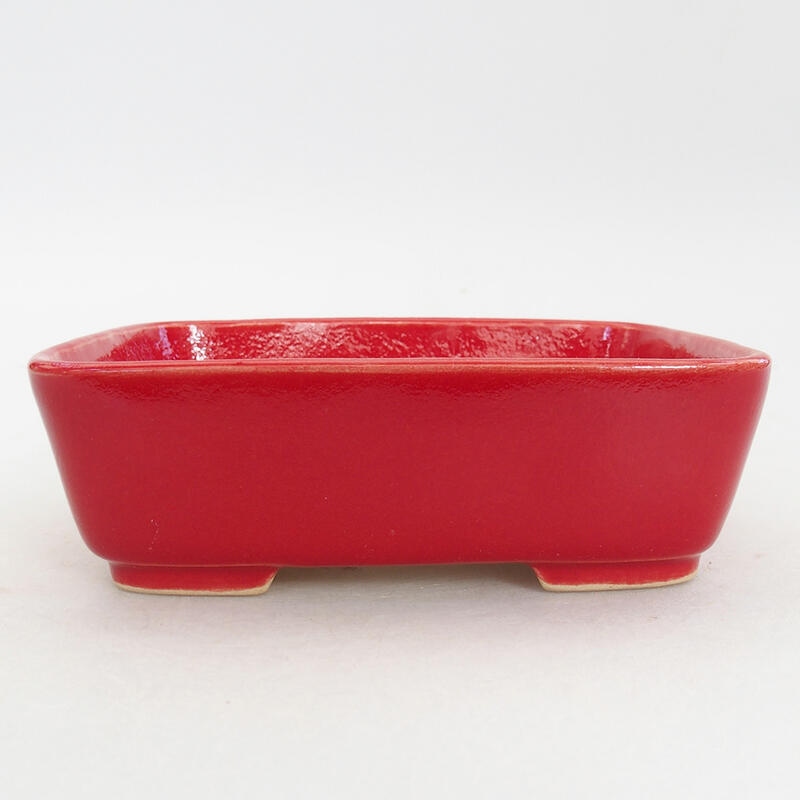 Ceramic bonsai bowl 12.5 x 10 x 4 cm, color red