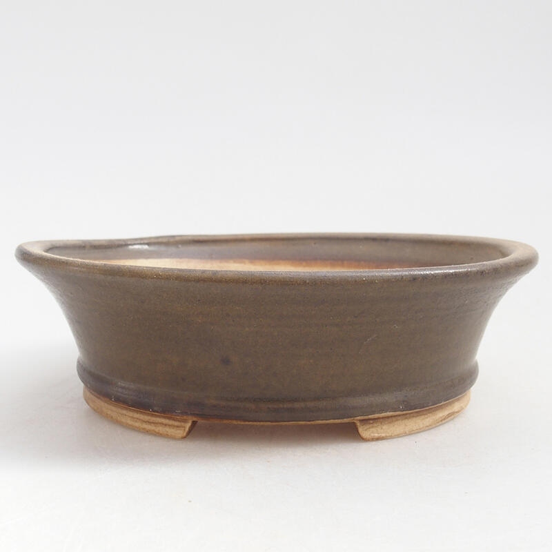 Ceramic bonsai bowl 12.5 x 11.5 x 4 cm, color brown