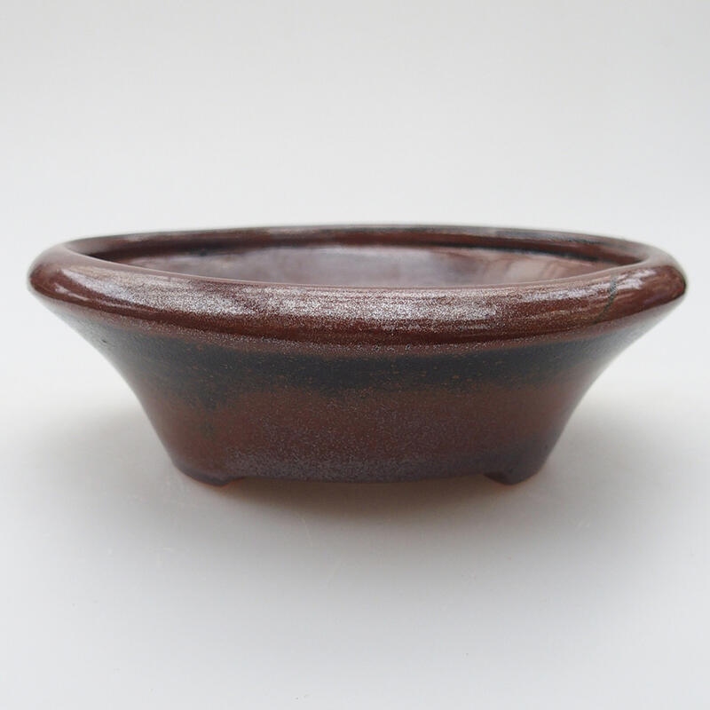 Ceramic bonsai bowl 12.5 x 12.5 x 3.5 cm, brown-black color