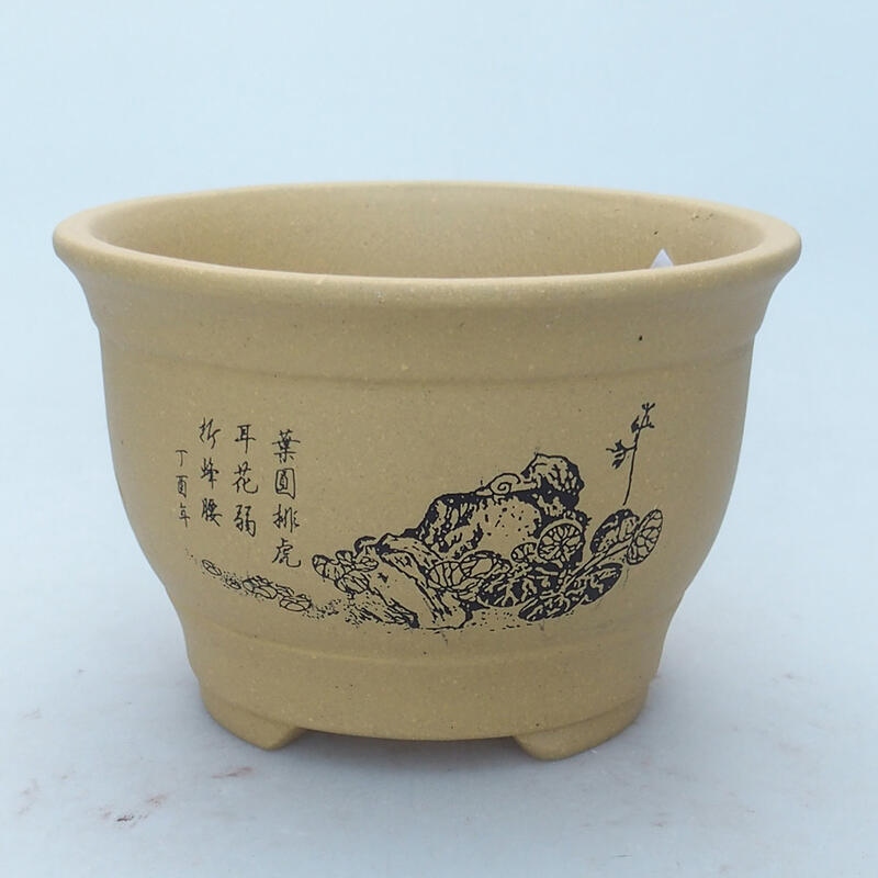 Ceramic bonsai bowl 12.5 x 12.5 x 8.5 cm, color ocher