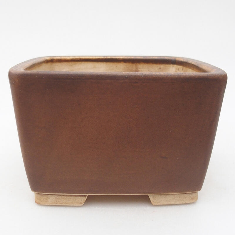 Ceramic bonsai bowl 12.5 x 12.5 x 8 cm, brown color