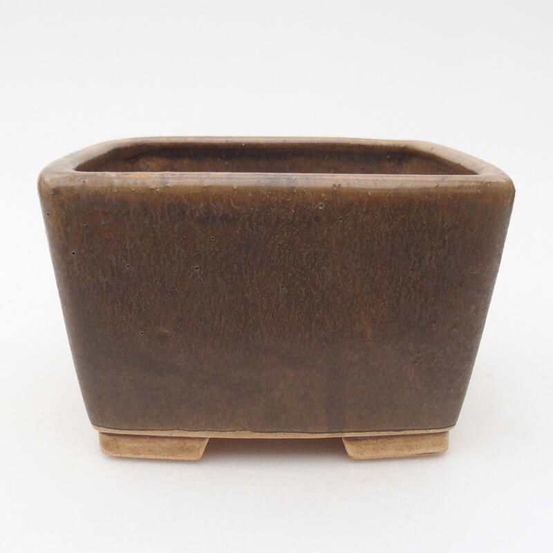 Ceramic bonsai bowl 10.5 x 10.5 x 6.5 cm, brown color