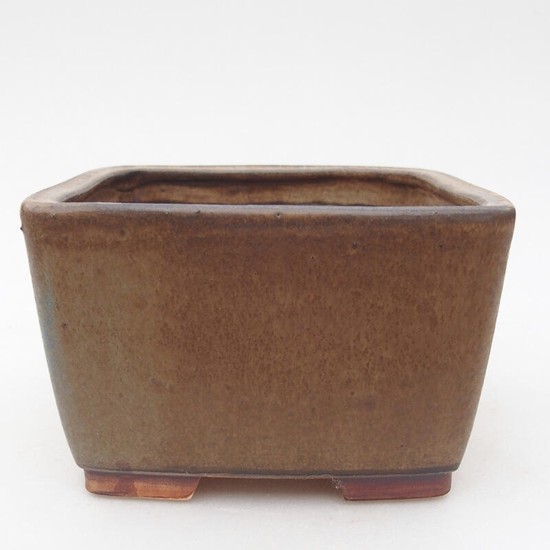 Ceramic bonsai bowl 12.5 x 12.5 x 8 cm, green color