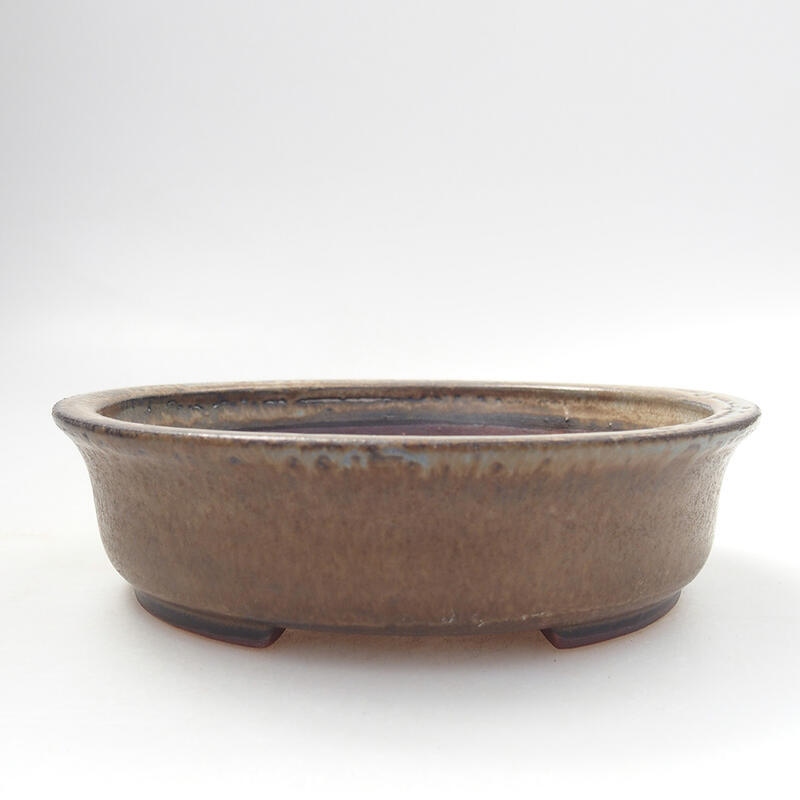 Ceramic bonsai bowl 12.5 x 12 x 3.5 cm, color brown