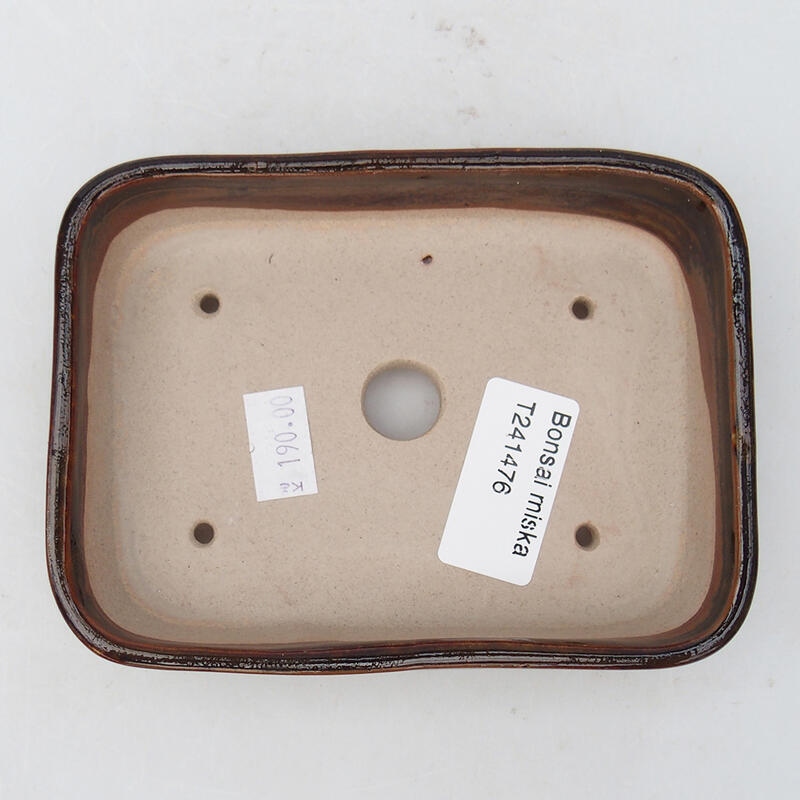 Ceramic bonsai bowl 12.5 x 9.5 x 3 cm, color brown