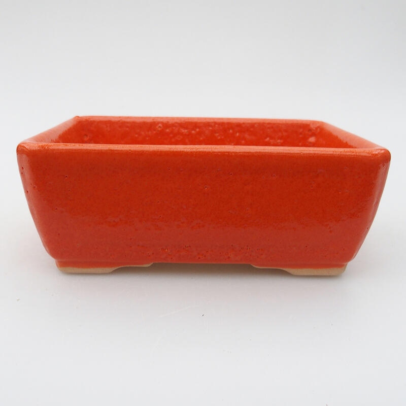 Ceramic bonsai bowl 12.5 x 9.5 x 4.5 cm, color orange