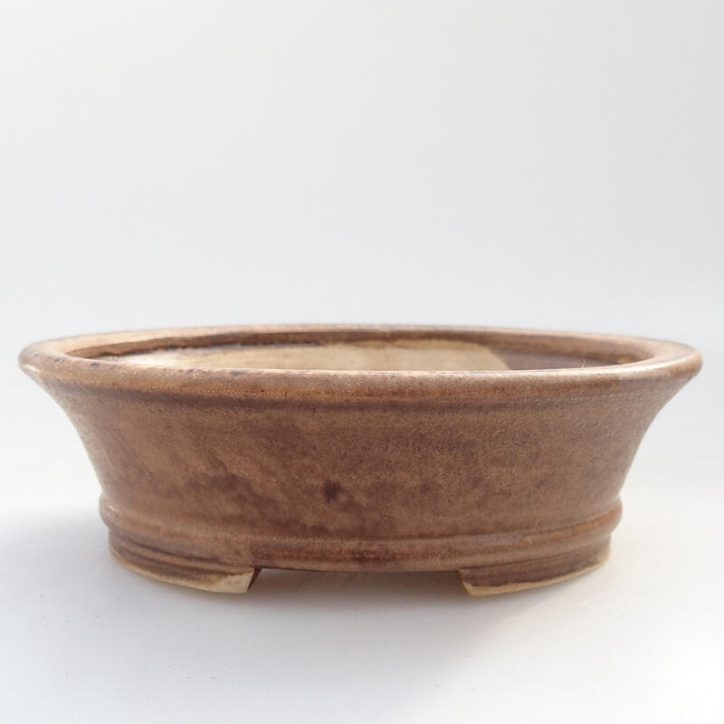 Ceramic bonsai bowl 12 x 10.5 x 3.5 cm, color brown-pink