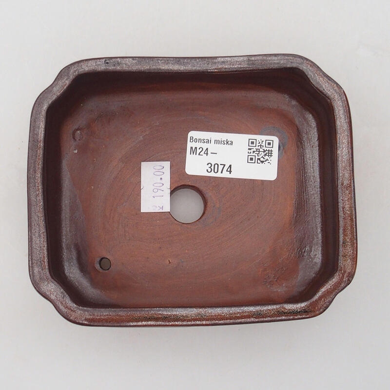 Ceramic bonsai bowl 12 x 10 x 3.5 cm, color brown