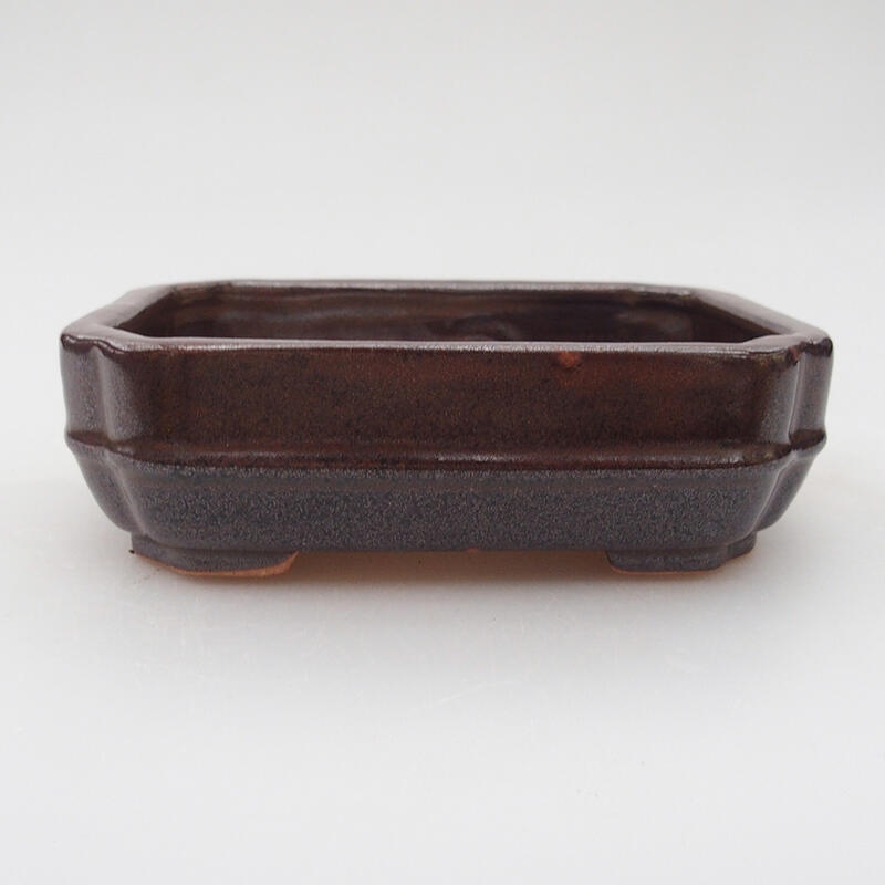 Ceramic bonsai bowl 12 x 10 x 3.5 cm, color brown