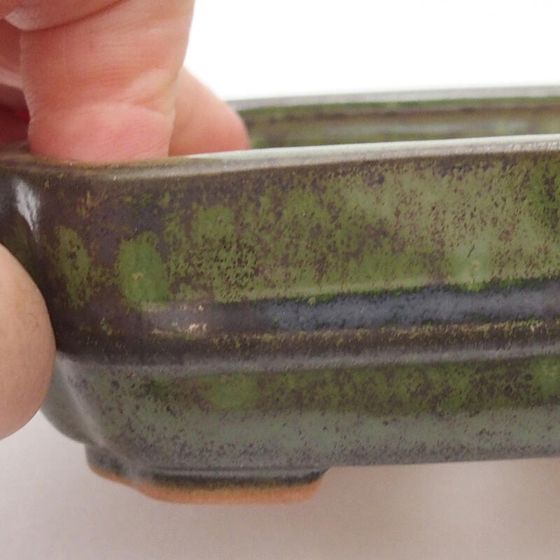 Ceramic bonsai bowl 12 x 10 x 3.5 cm, color green