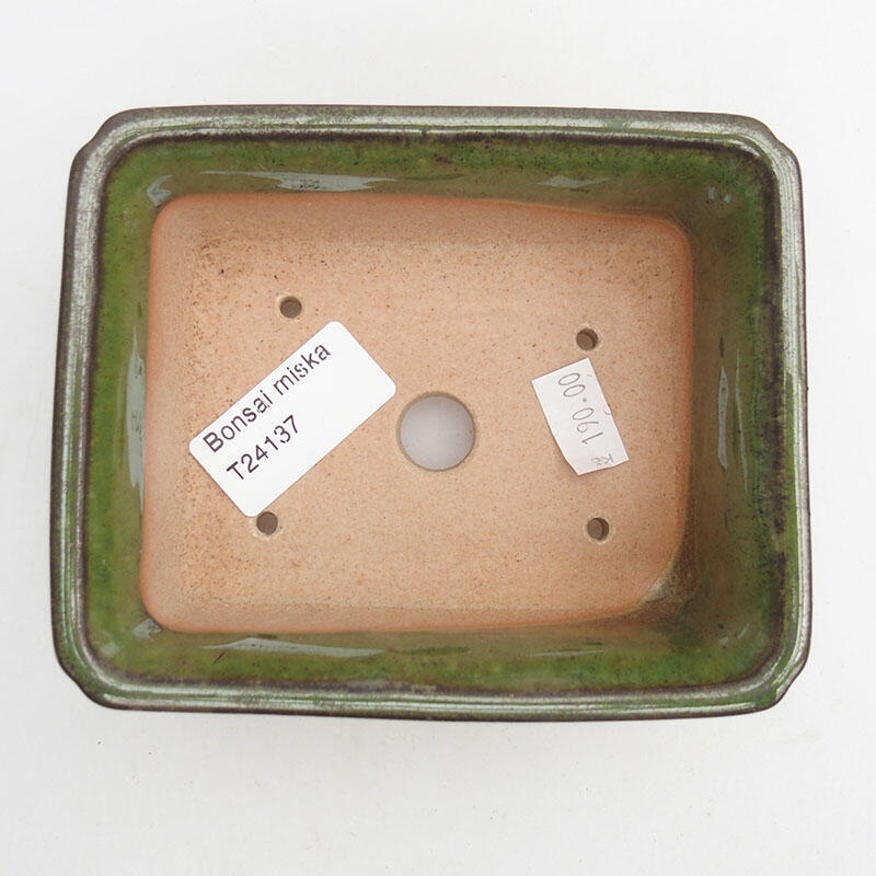 Ceramic bonsai bowl 12 x 10 x 5 cm, color green